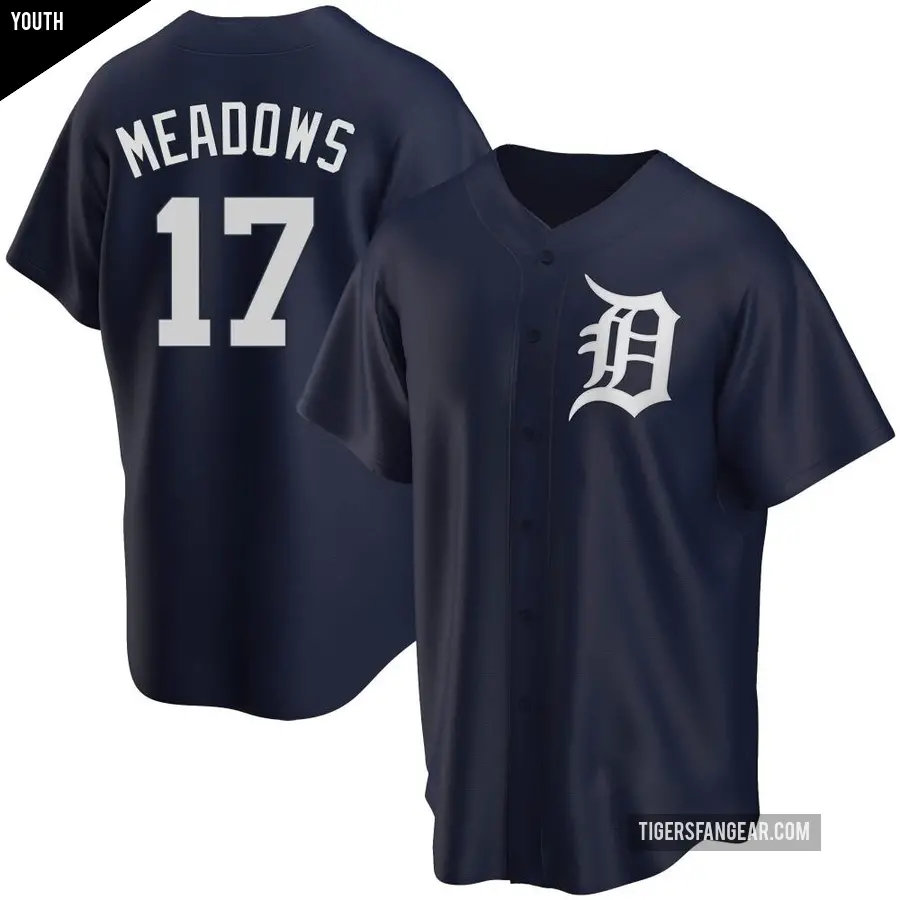 Youth Detroit Tigers ＃17 Austin Meadows Replica Navy Alternate Jersey