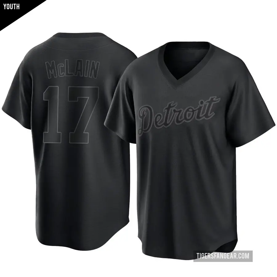 Youth Detroit Tigers ＃17 Denny McLain Replica Black Pitch Fashion Jersey