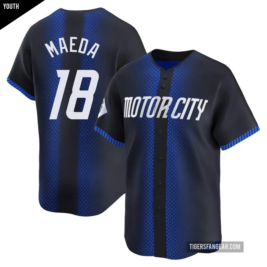 Youth Detroit Tigers ＃18 Kenta Maeda Limited Blue 2024 City Connect Jersey