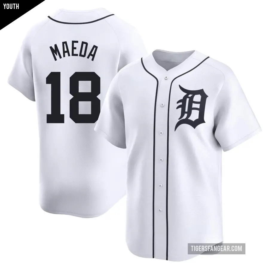 Youth Detroit Tigers ＃18 Kenta Maeda Limited White Home Jersey