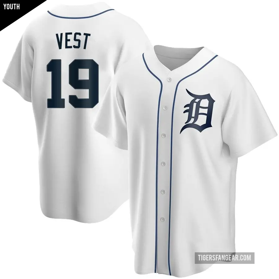 Youth Detroit Tigers ＃19 Will Vest Replica White Home Jersey