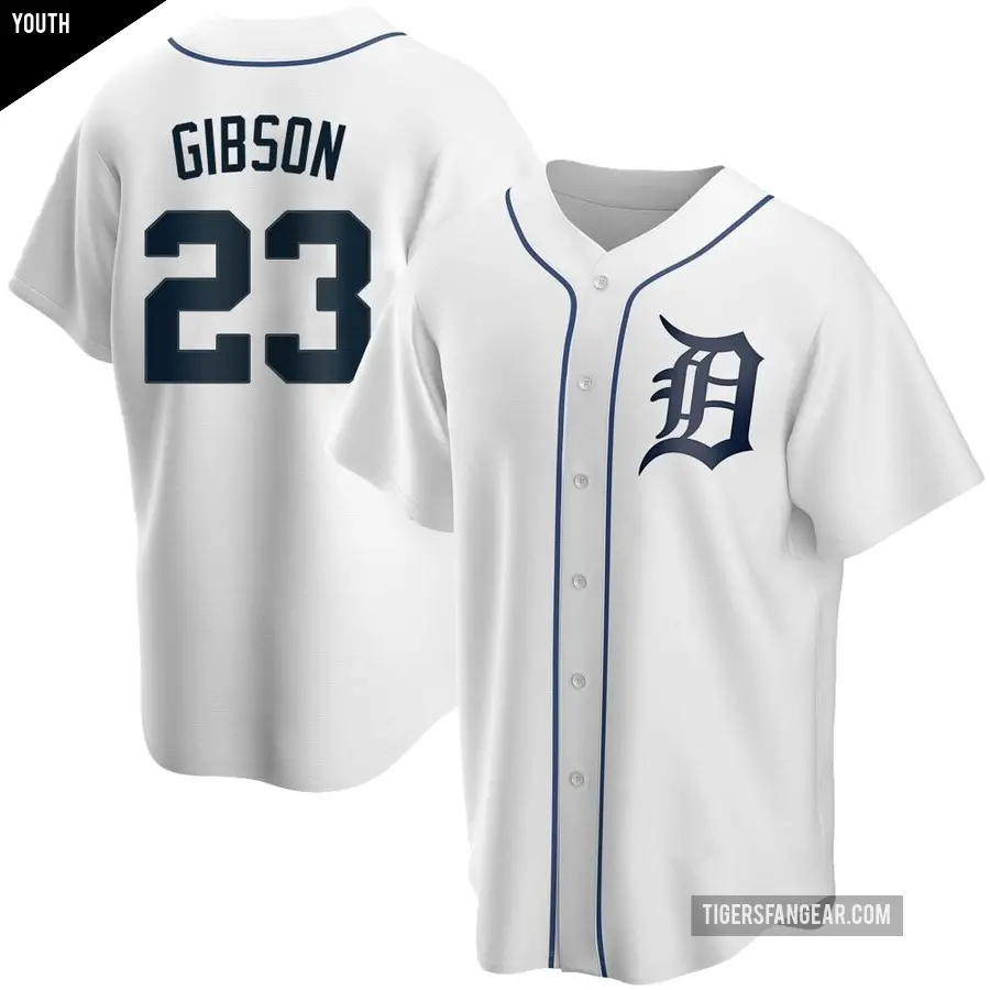 Youth Detroit Tigers ＃23 Kirk Gibson Replica White Home Jersey