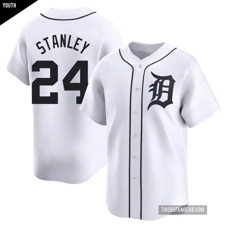 Youth Detroit Tigers ＃24 Mickey Stanley Limited White Home Jersey