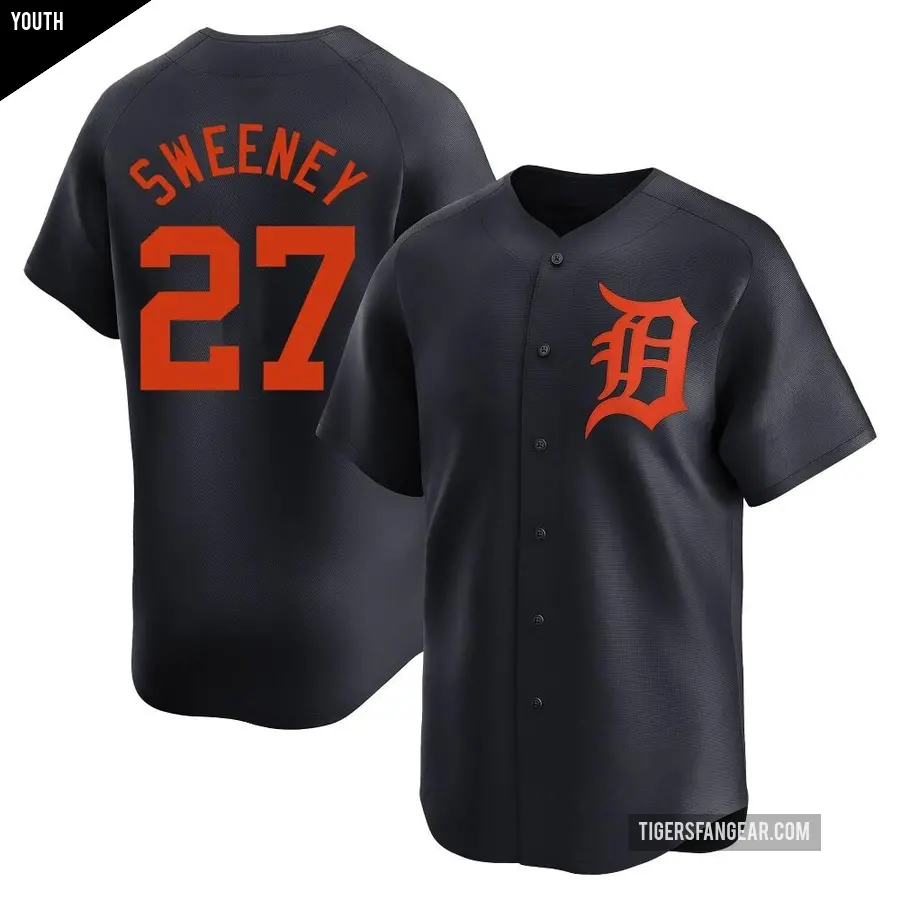 Youth Detroit Tigers ＃27 Trey Sweeney Limited Navy Alternate Jersey