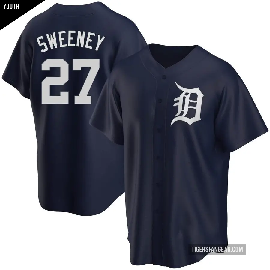 Youth Detroit Tigers ＃27 Trey Sweeney Replica Navy Alternate Jersey