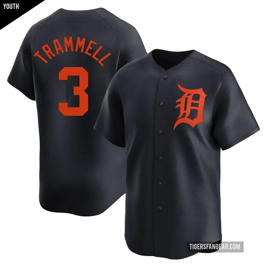 Youth Detroit Tigers ＃3 Alan Trammell Limited Navy Alternate Jersey