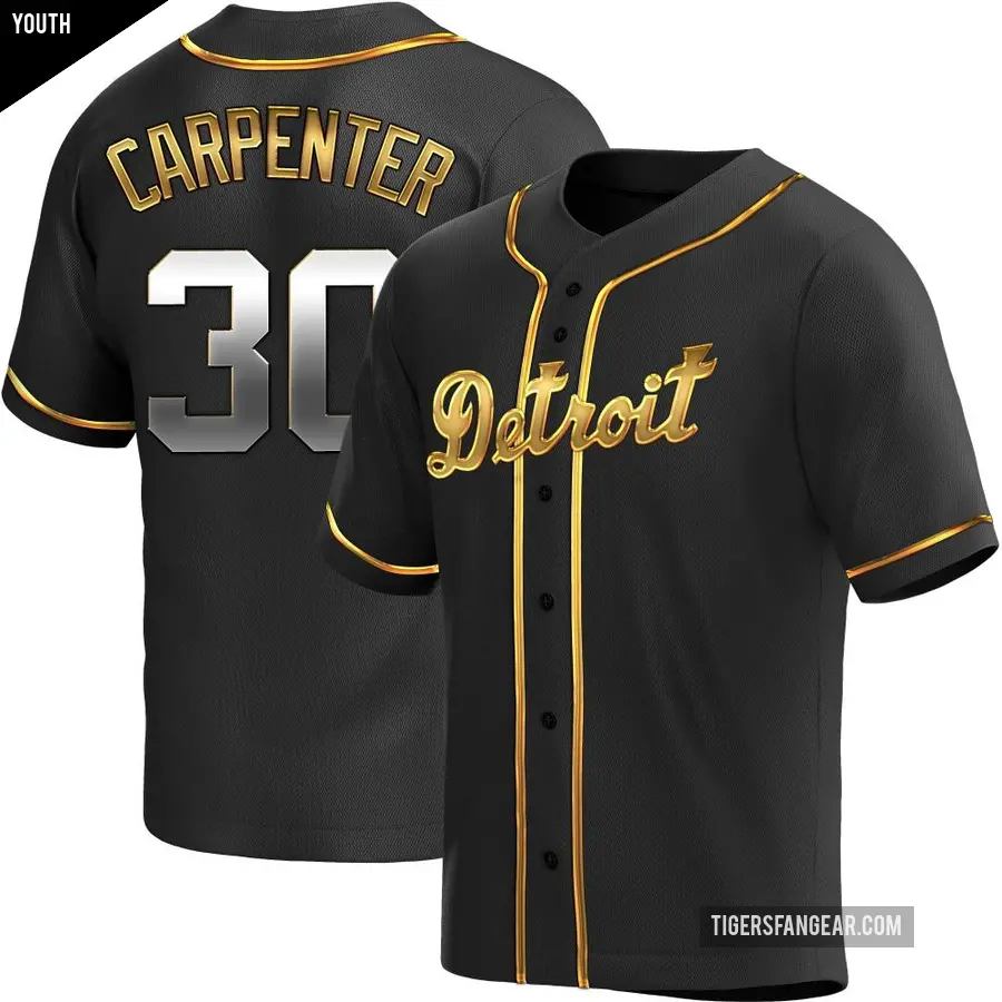 Youth Detroit Tigers ＃30 Kerry Carpenter Replica Gold Black en Alternate Jersey