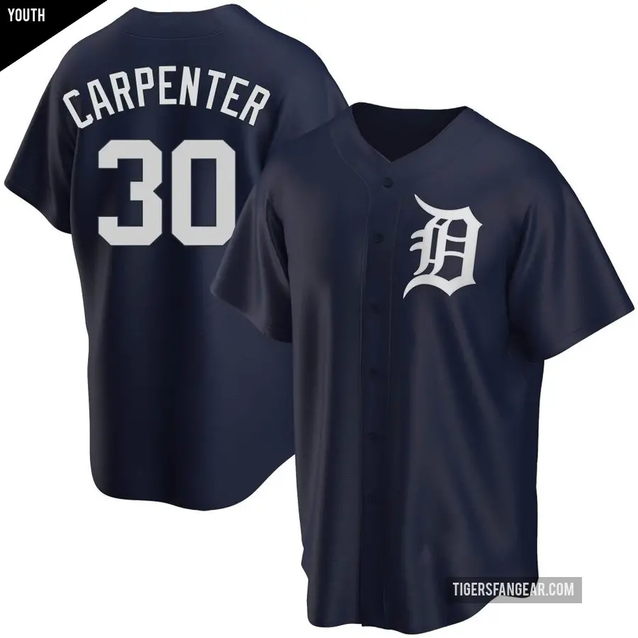 Youth Detroit Tigers ＃30 Kerry Carpenter Replica Navy Alternate Jersey