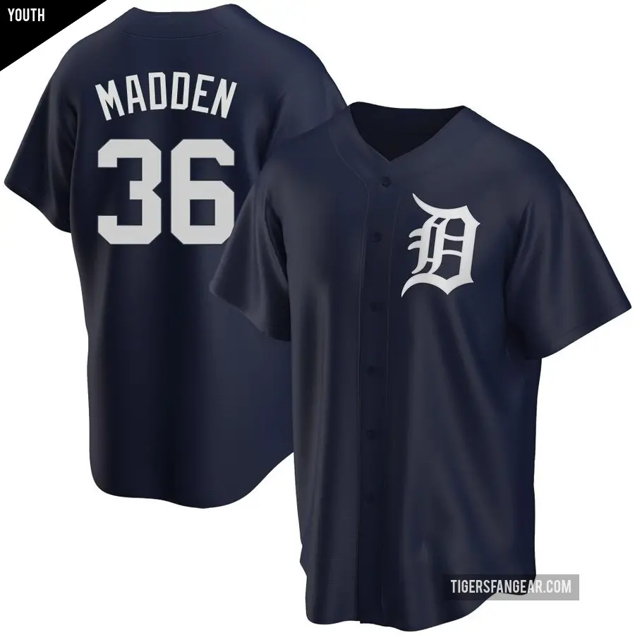 Youth Detroit Tigers ＃36 Ty Madden Replica Navy Alternate Jersey