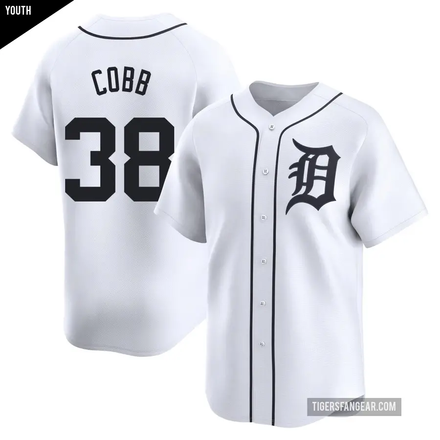 Youth Detroit Tigers ＃38 Alex Cobb Limited White Home Jersey