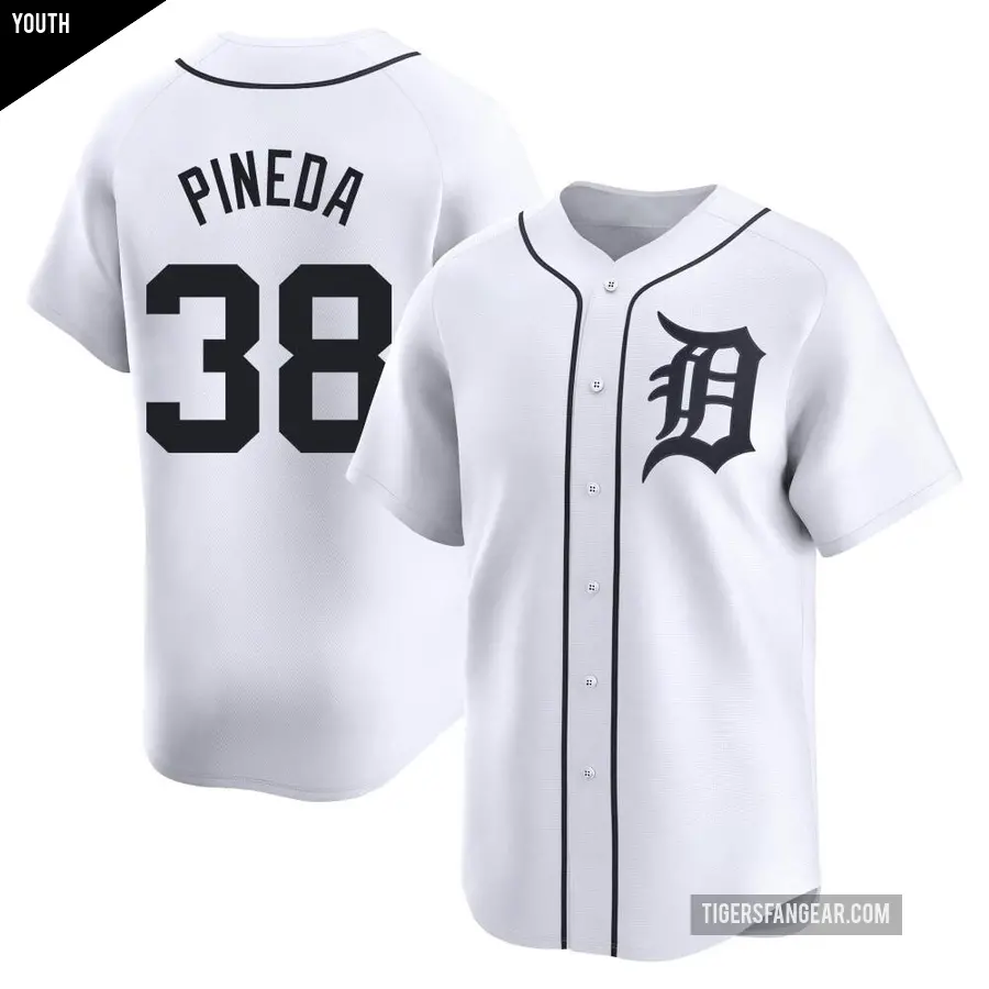 Youth Detroit Tigers ＃38 Michael Pineda Limited White Home Jersey