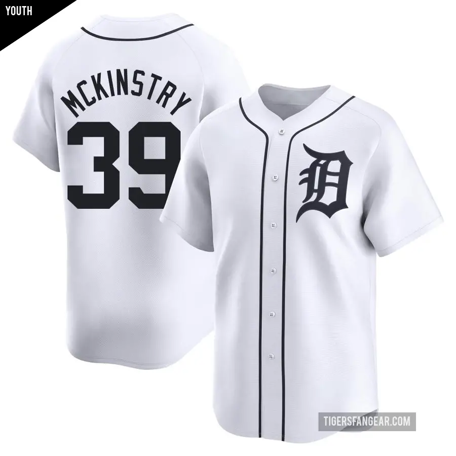 Youth Detroit Tigers ＃39 Zach McKinstry Limited White Home Jersey