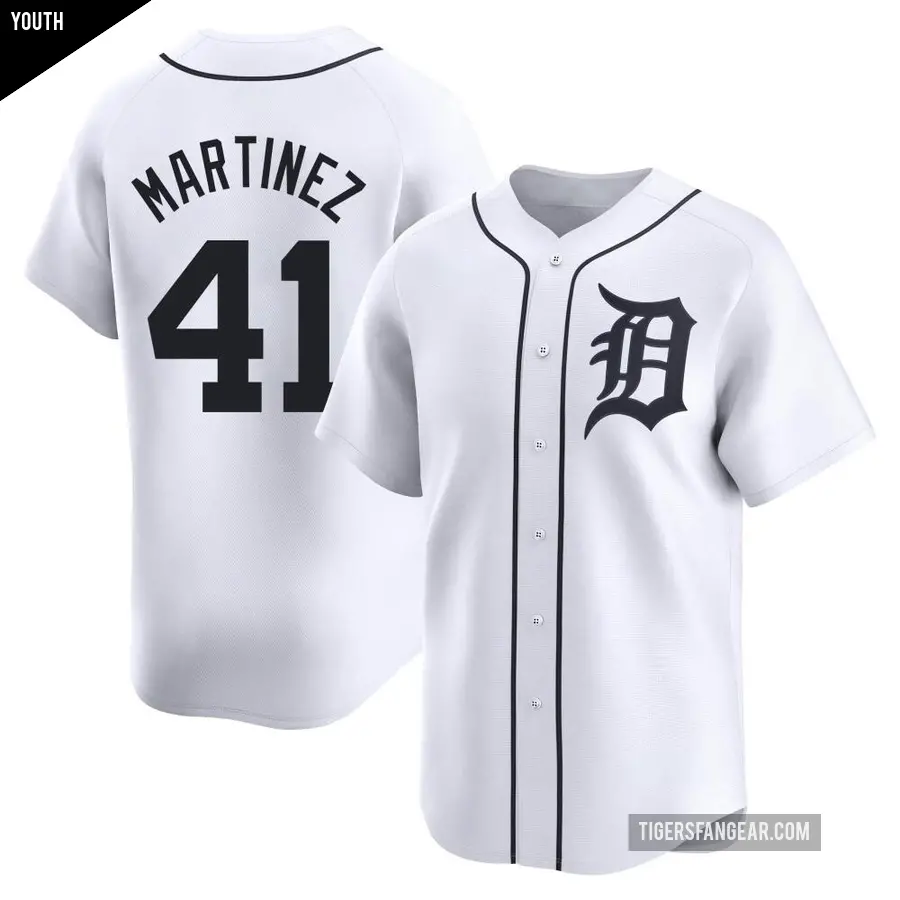 Youth Detroit Tigers ＃41 Victor Martinez Limited White Home Jersey