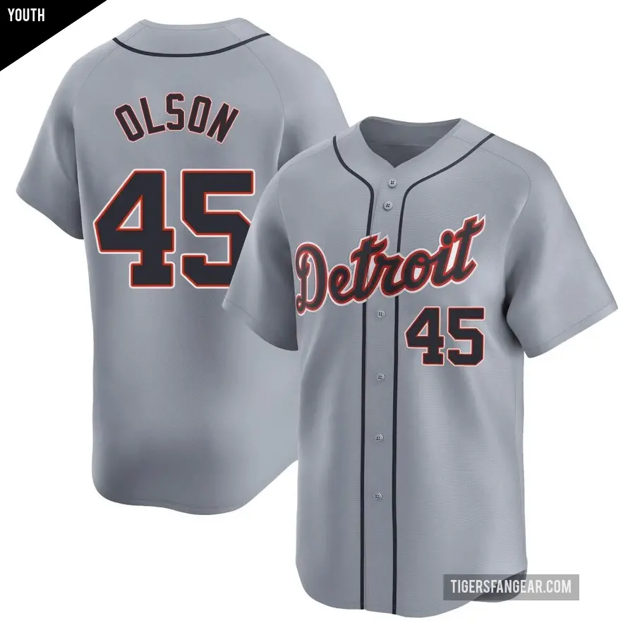 Youth Detroit Tigers ＃45 Reese Olson Limited Gray Road Jersey