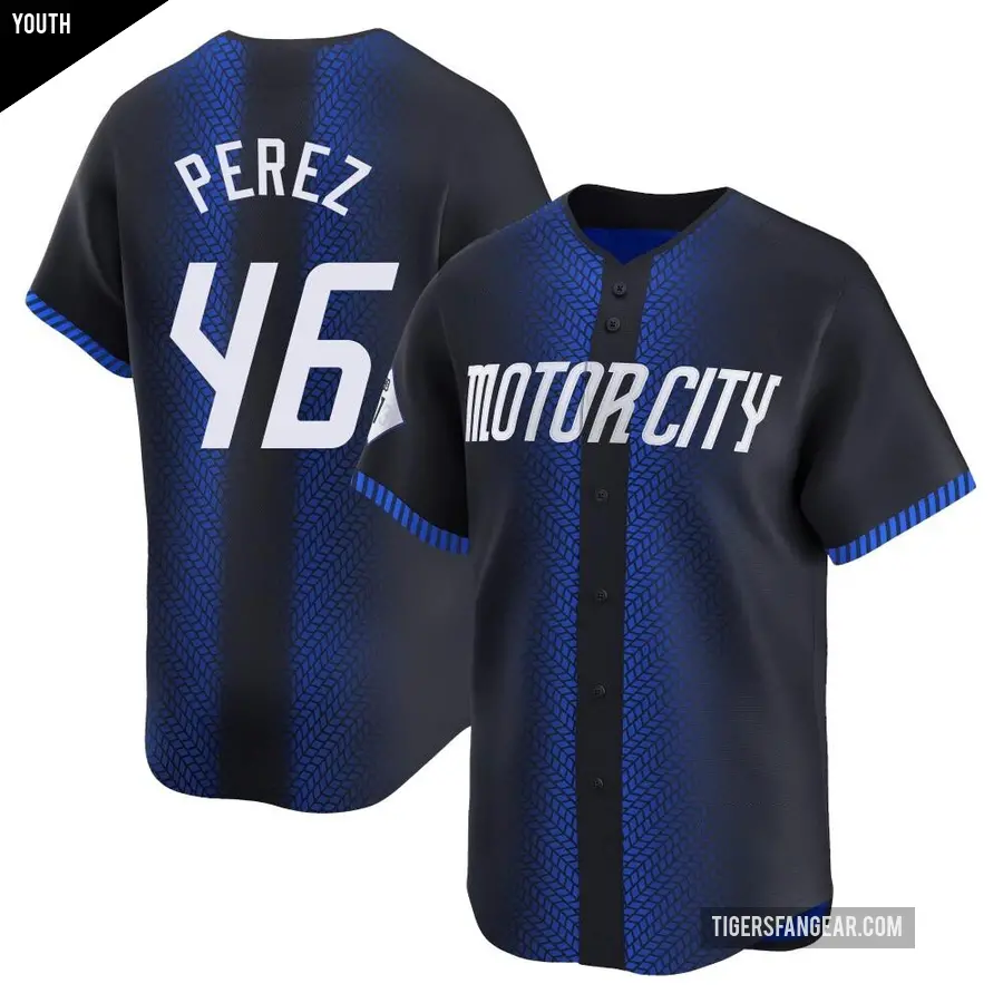 Youth Detroit Tigers ＃46 Wenceel Perez Limited Blue 2024 City Connect Jersey