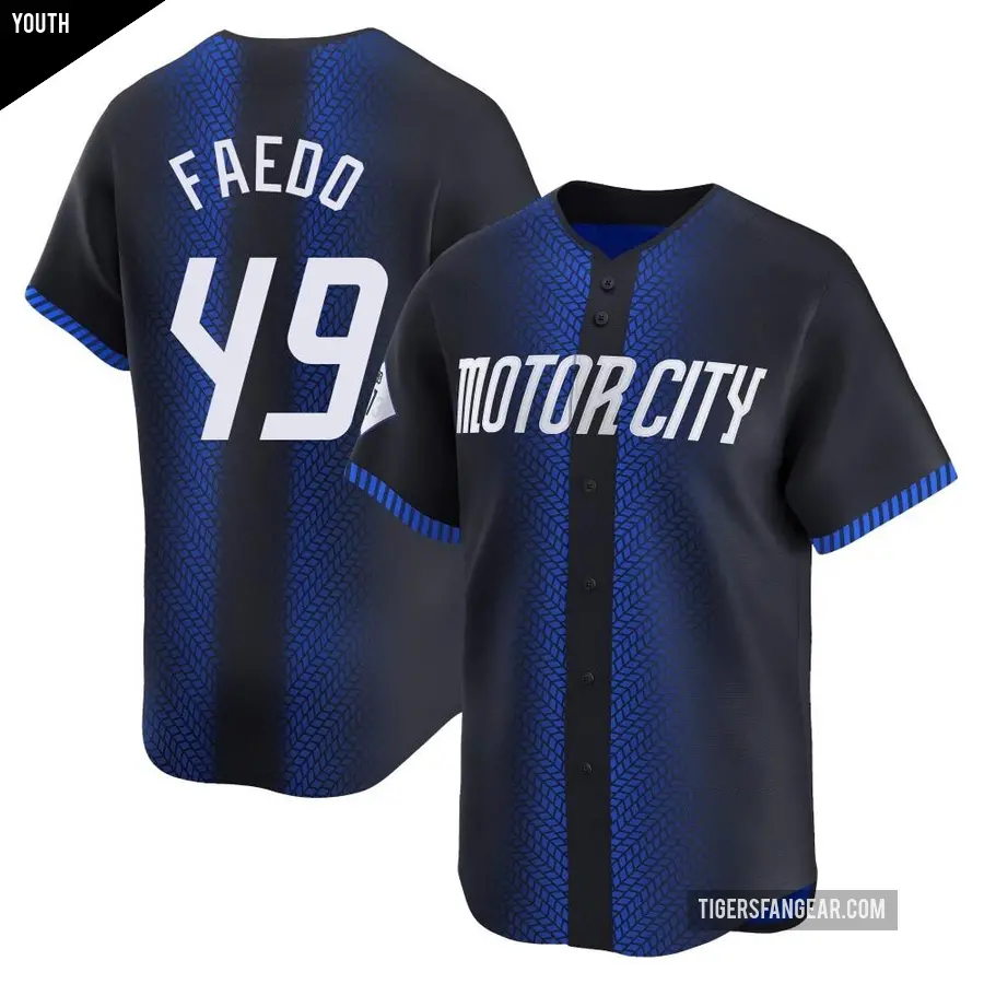 Youth Detroit Tigers ＃49 Alex Faedo Limited Blue 2024 City Connect Jersey