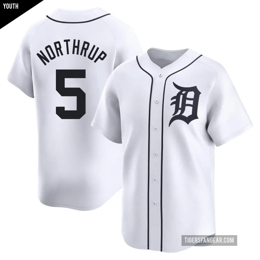 Youth Detroit Tigers ＃5 Jim Northrup Limited White Home Jersey