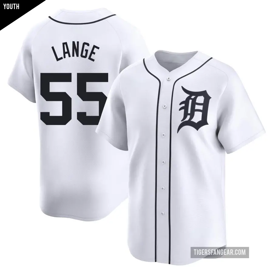 Youth Detroit Tigers ＃55 Alex Lange Limited White Home Jersey