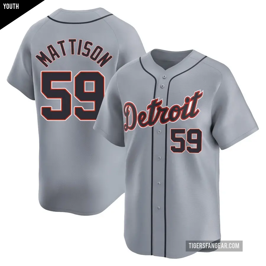 Youth Detroit Tigers ＃59 Tyler Mattison Limited Gray Road Jersey