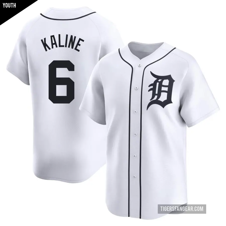 Youth Detroit Tigers ＃6 Al Kaline Limited White Home Jersey