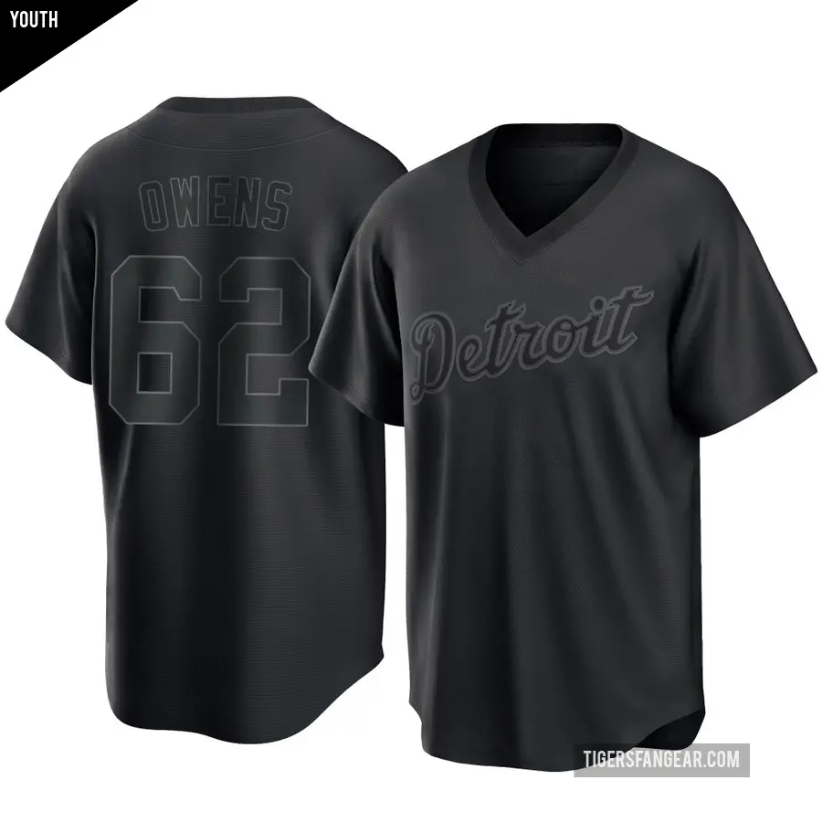 Youth Detroit Tigers ＃62 Tyler Owens Replica Black Pitch Fashion Jersey