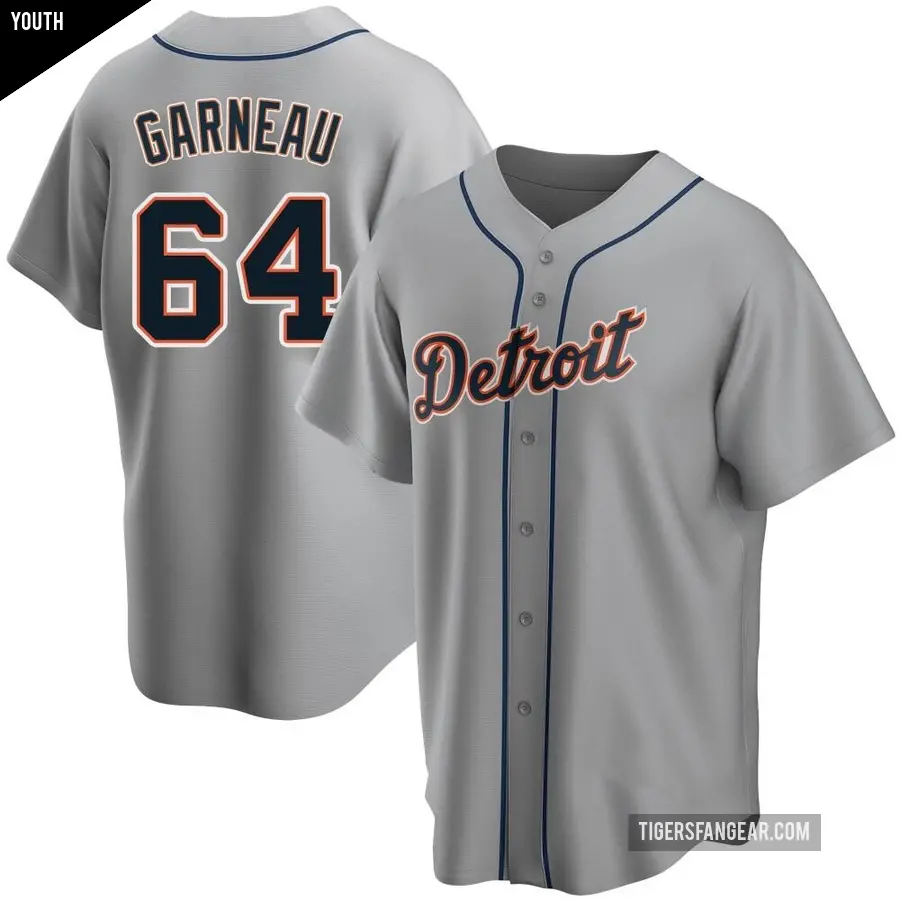 Youth Detroit Tigers ＃64 Dustin Garneau Replica Gray Road Jersey