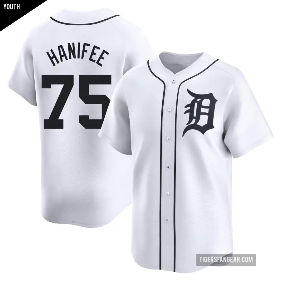 Youth Detroit Tigers ＃75 Brenan Hanifee Limited White Home Jersey