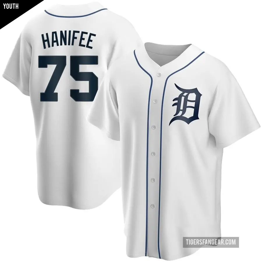 Youth Detroit Tigers ＃75 Brenan Hanifee Replica White Home Jersey