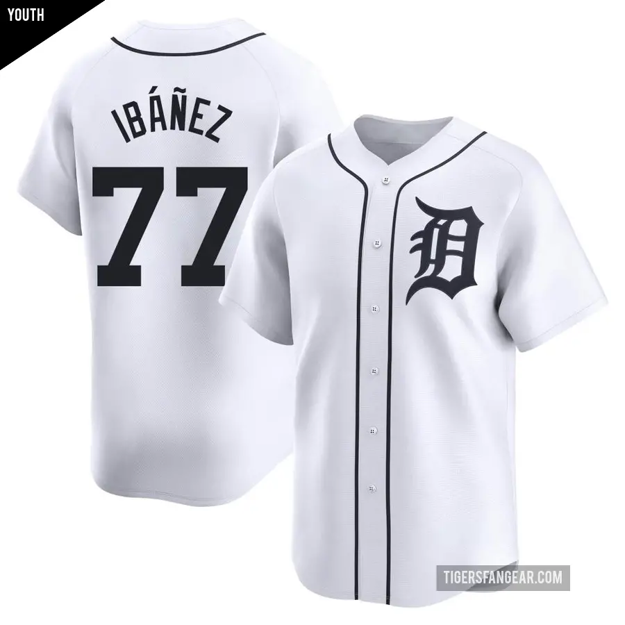 Youth Detroit Tigers ＃77 Andy Ibanez Limited White Home Jersey