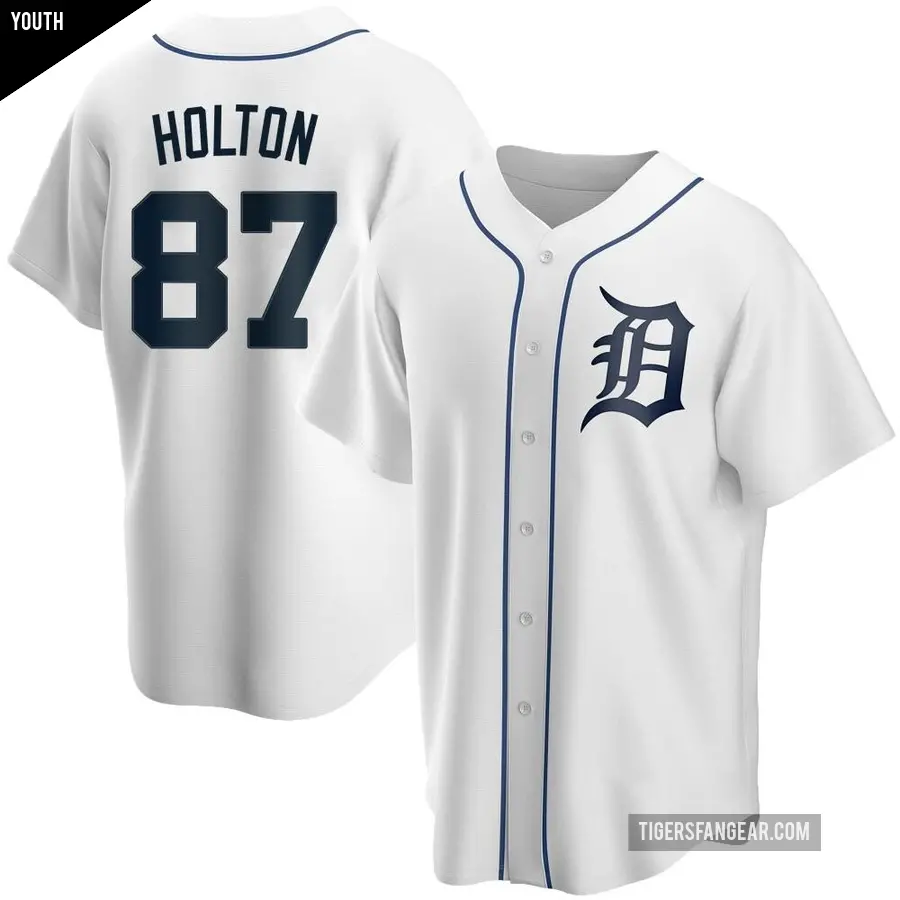 Youth Detroit Tigers ＃87 Tyler Holton Replica White Home Jersey